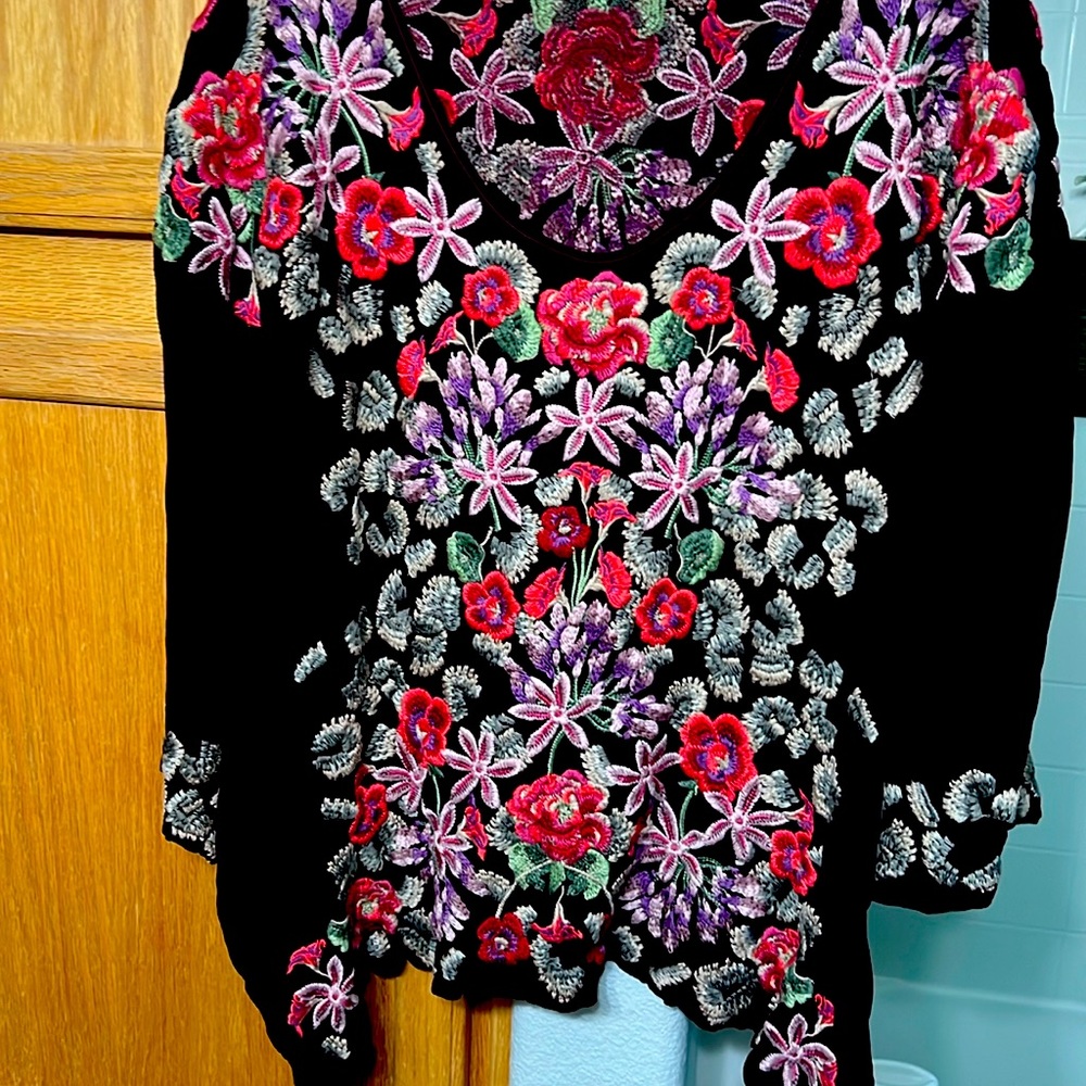 Johnny Was Aubergine Colored Rayon Blouse XXL